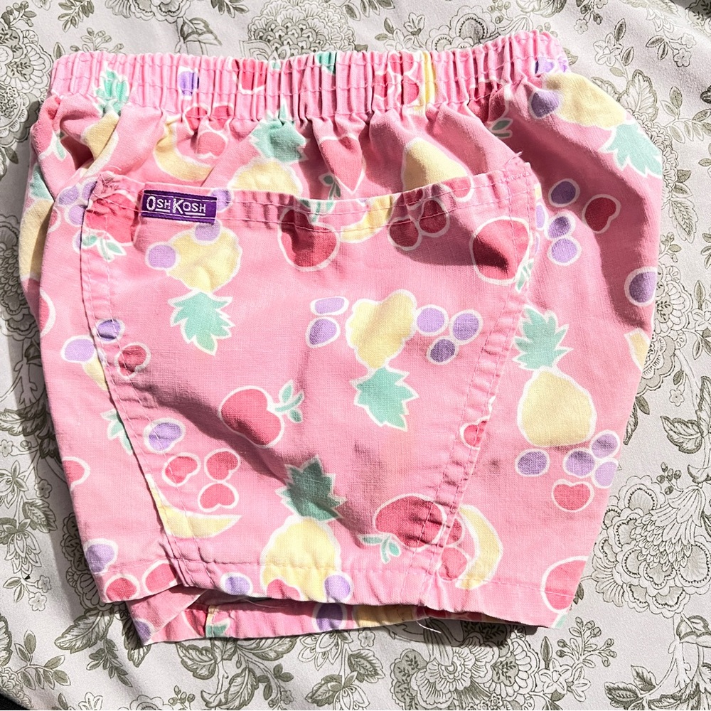 OshKosh B'gosh 90’sPink Fruit Print Kids Shorts vintage size 2 :box OW6: